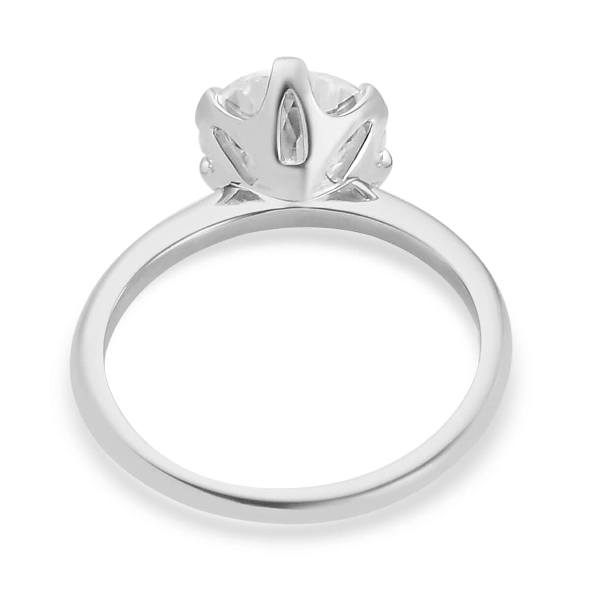LUXORO 10K White Gold 100 Facet Moissanite Solitaire Ring (Size 6.0) 1.90 ctw image number 4