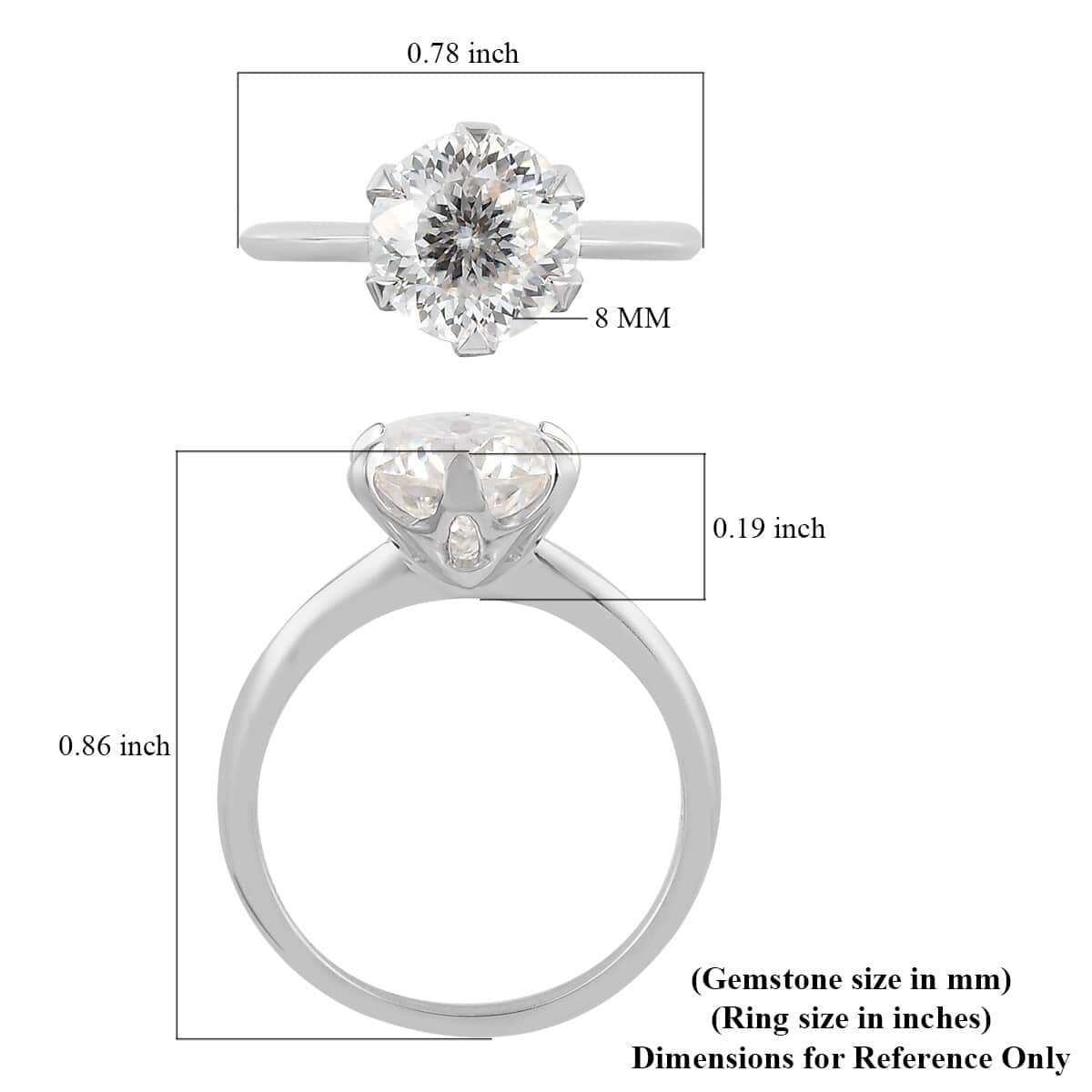 LUXORO 10K White Gold 100 Facet Moissanite Solitaire Ring (Size 6.0) 1.90 ctw image number 5