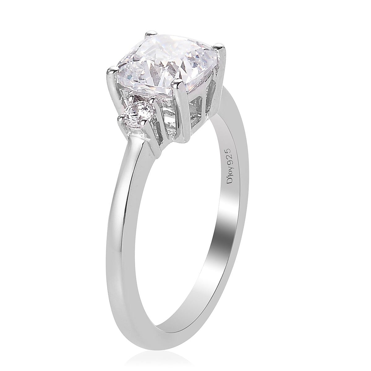 LUSTRO STELLA Made with Finest CZ Ring in Platinum Over Sterling Silver 3.30 ctw image number 3