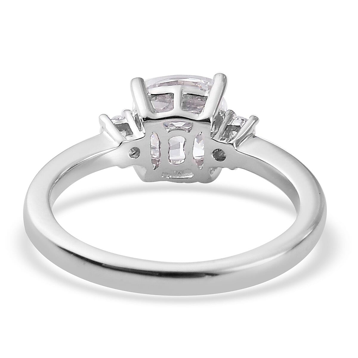 LUSTRO STELLA Made with Finest CZ Ring in Platinum Over Sterling Silver 3.30 ctw image number 4