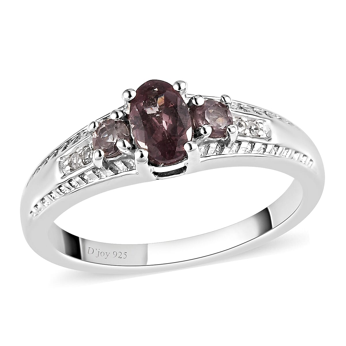 Merelani Color Change Garnet and Natural White Zircon Ring in Platinum Over Sterling Silver (Size 10.0) 0.75 ctw