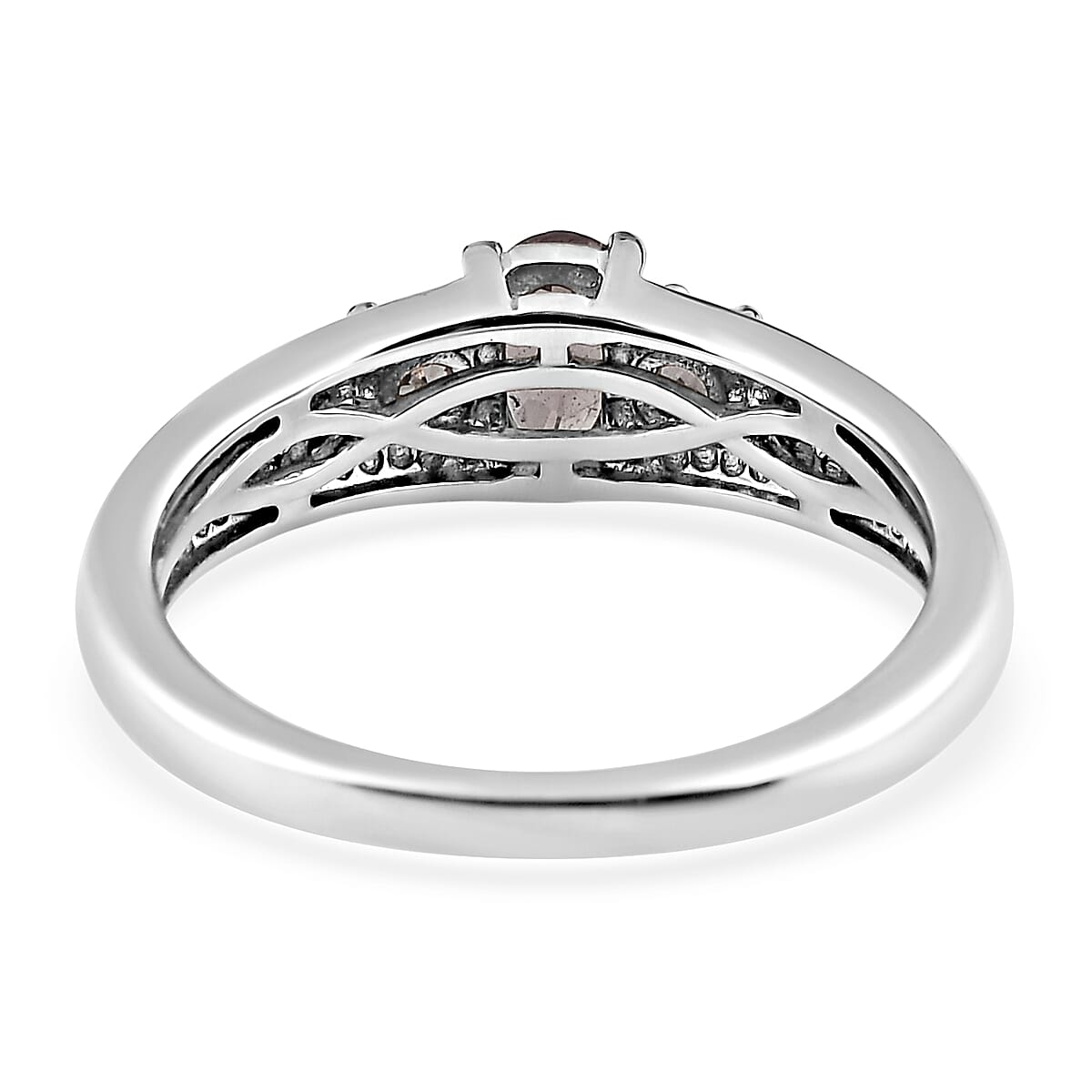Merelani Color Change Garnet and Natural White Zircon Ring in Platinum Over Sterling Silver (Size 10.0) 0.75 ctw