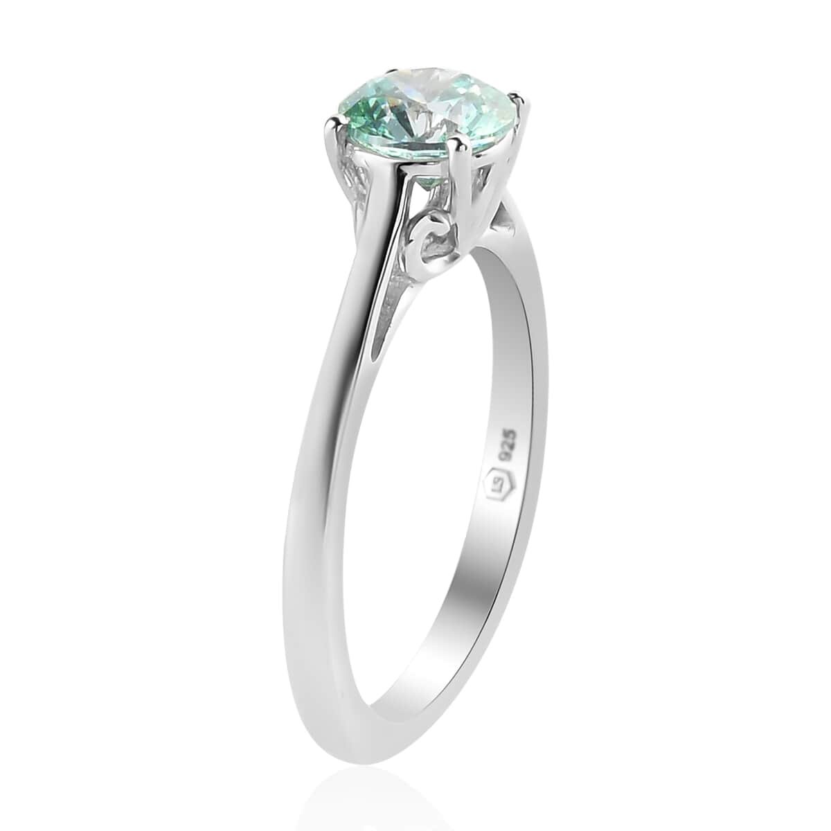 Lustro Stella Made with Finest Fancy Light Green CZ Solitaire Ring in Platinum Over Sterling Silver (Size 7.0) 1.75 ctw image number 3