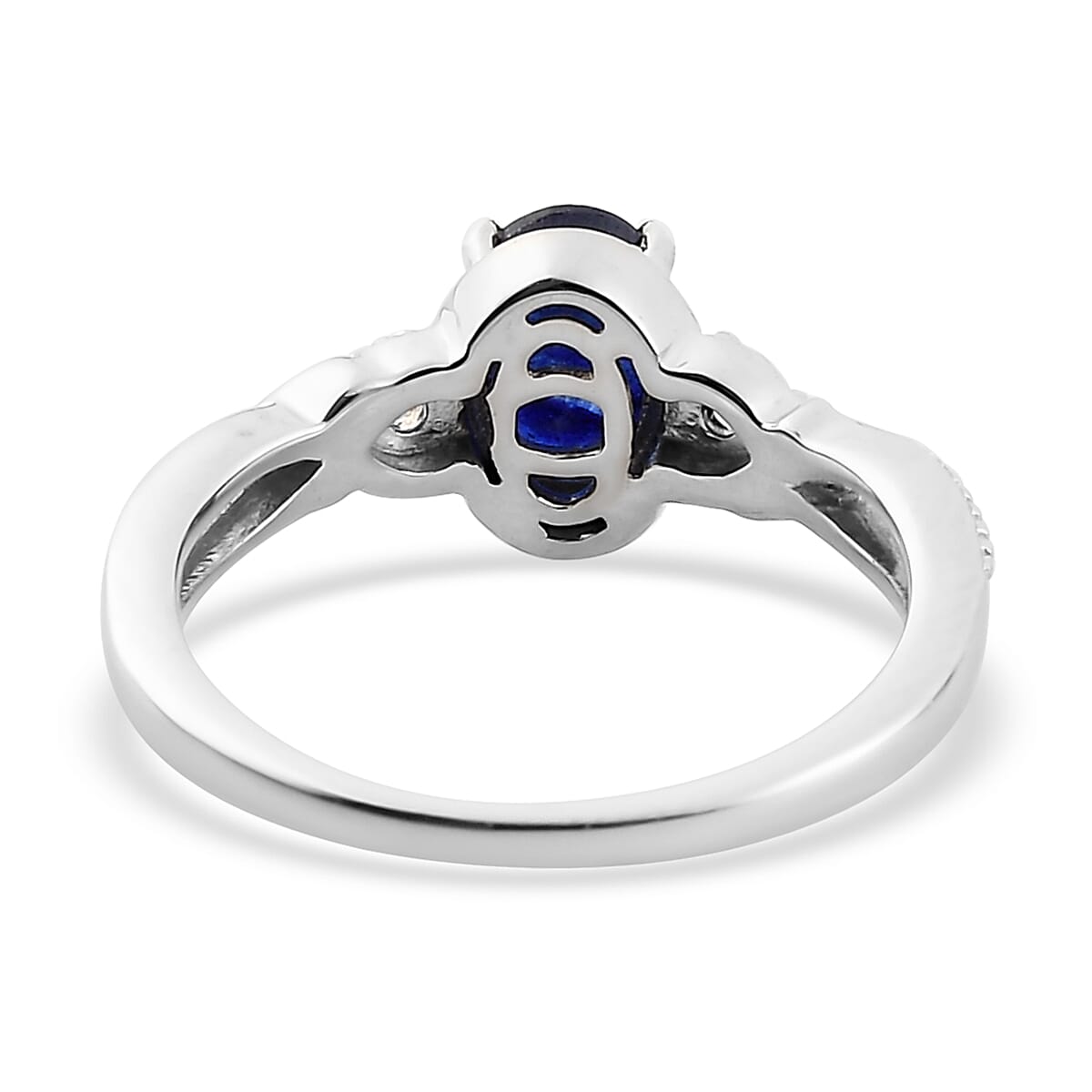 Masoala Sapphire and Natural White Zircon Infinity Ring in Platinum Over Sterling Silver (Size 8.0) 1.35 ctw image number 4