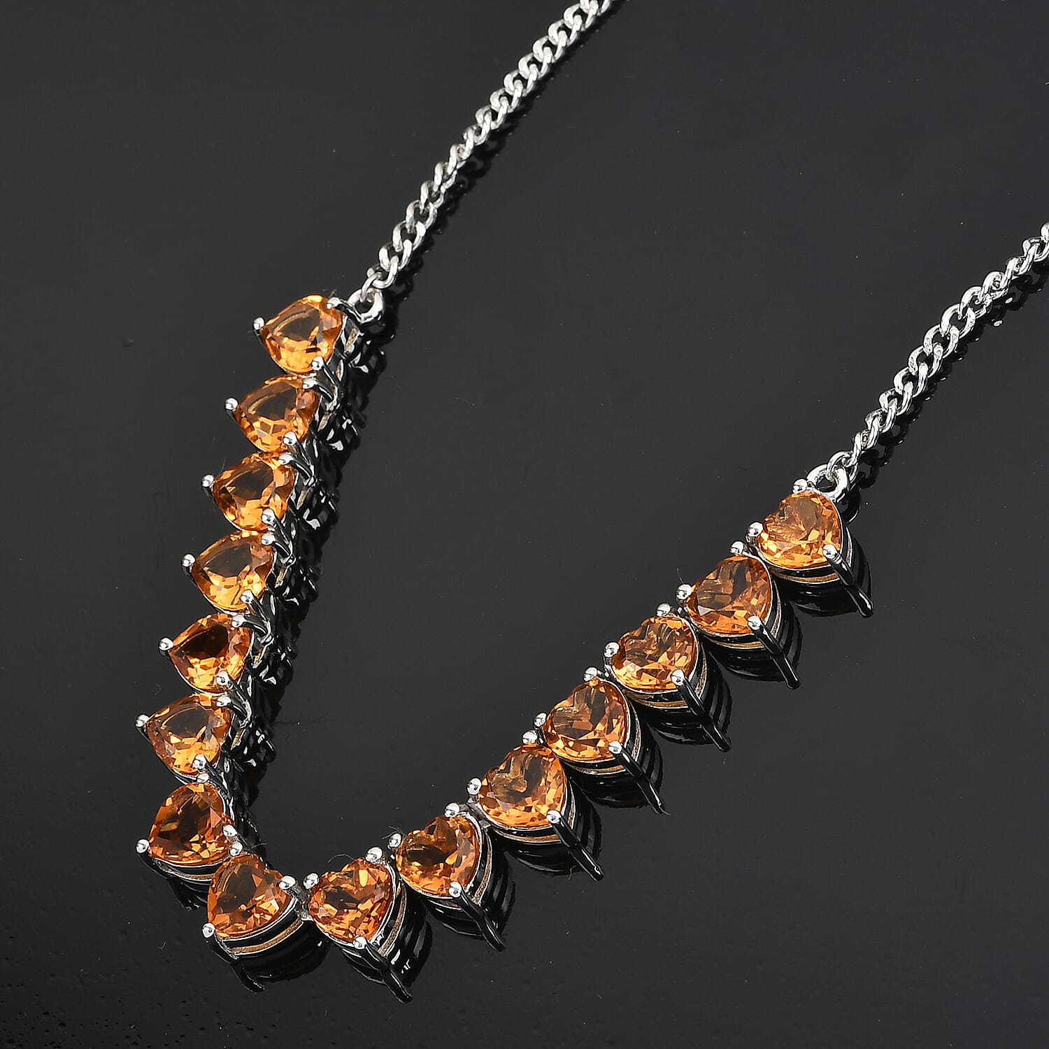 Serra Gaucha Citrine Necklace 18 Inches in Platinum Over Sterling Silver 11.80 Grams 10.75 ctw