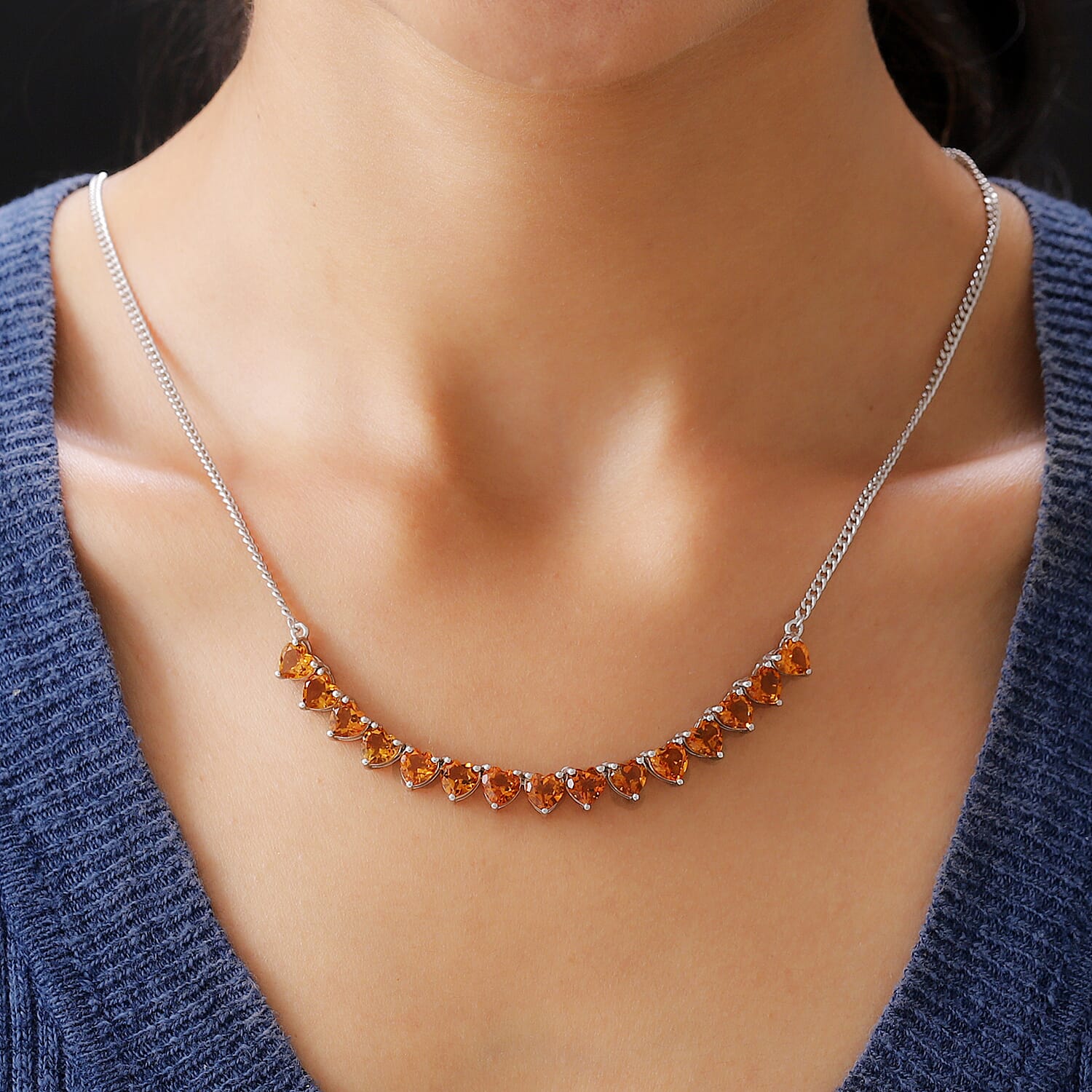 Serra Gaucha Citrine Necklace 18 Inches in Platinum Over Sterling Silver 11.80 Grams 10.75 ctw