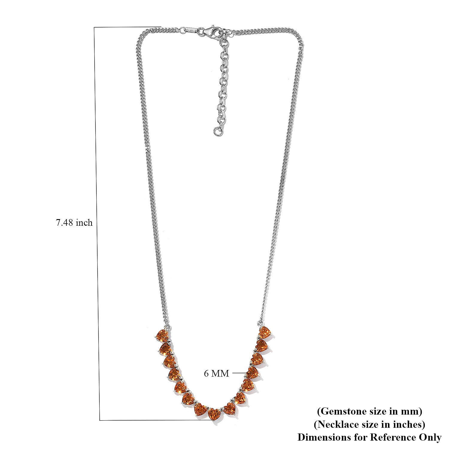 Serra Gaucha Citrine Necklace 18 Inches in Platinum Over Sterling Silver 11.80 Grams 10.75 ctw