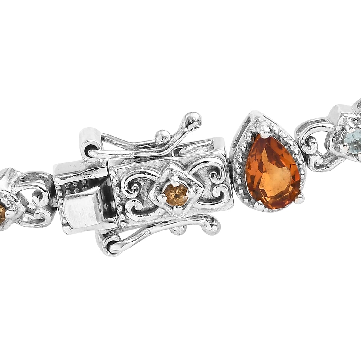 Multi Gemstone Station Bracelet in Platinum Over Sterling Silver (7.25 In) (13 g) 7.00 ctw image number 3