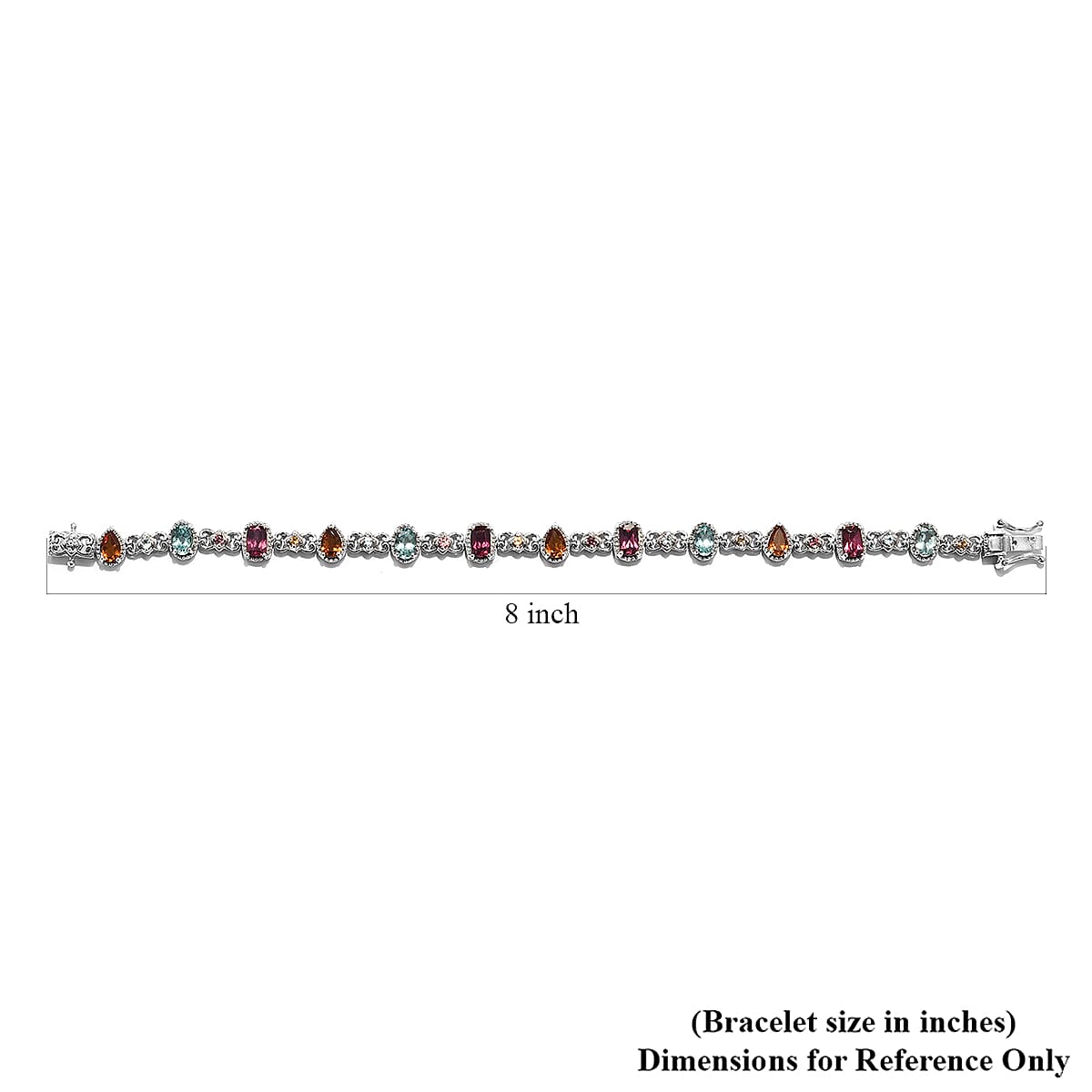 Multi Gemstone Station Bracelet in Platinum Over Sterling Silver (7.25 In) (13 g) 7.00 ctw image number 4
