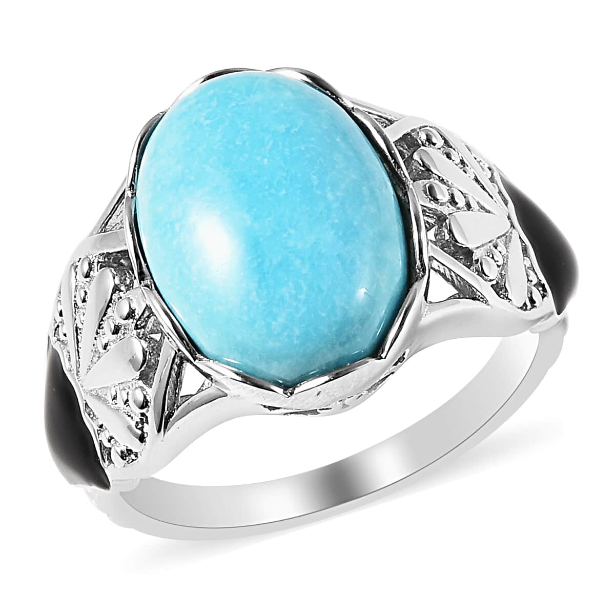 American Natural Sleeping Beauty Turquoise Ring in Rhodium Over Sterling Silver (Size 7.0) 4.75 ctw image number 0