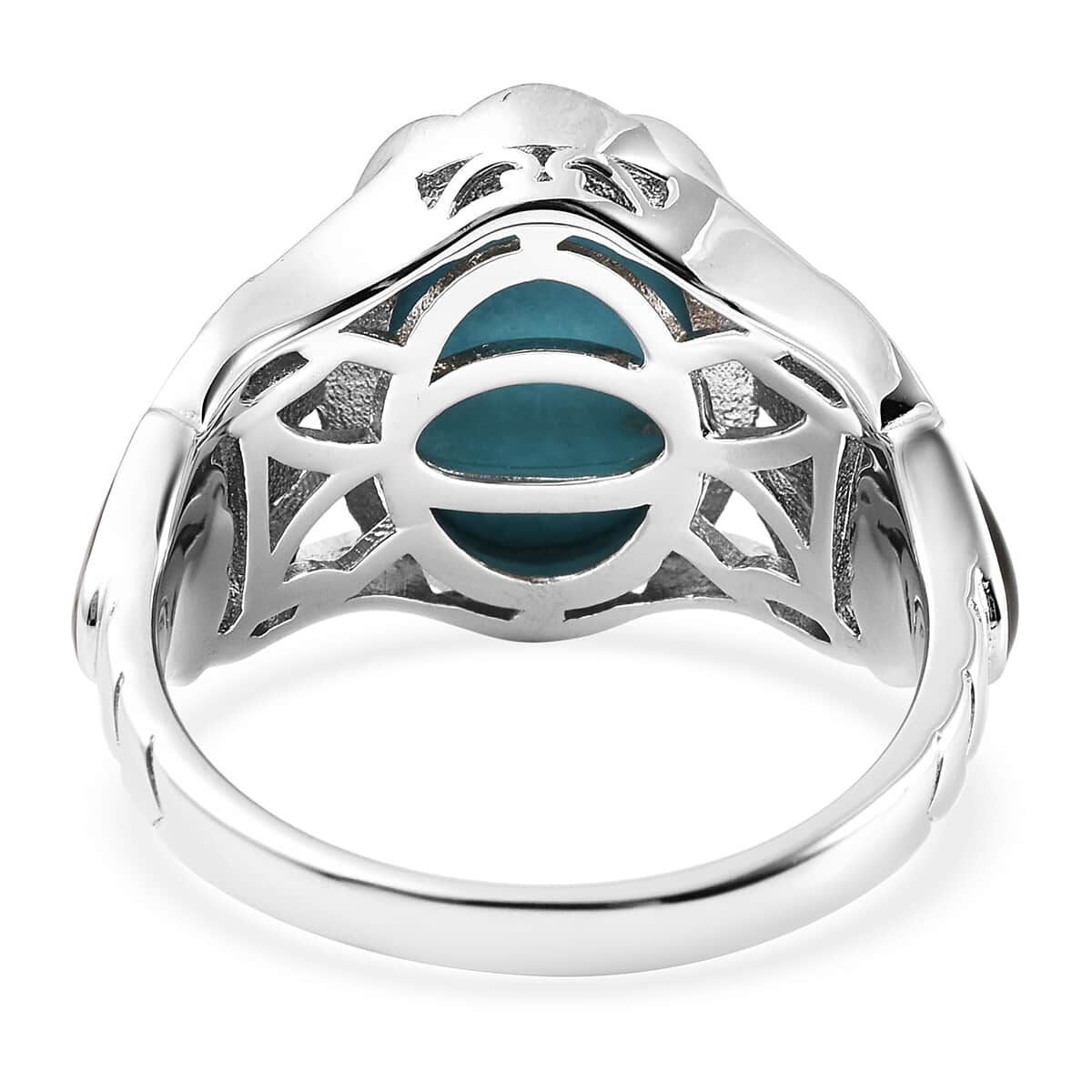 American Natural Sleeping Beauty Turquoise Ring in Rhodium Over Sterling Silver (Size 7.0) 4.75 ctw image number 4