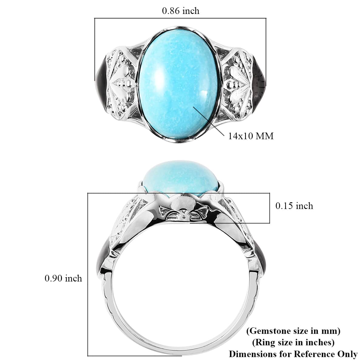 American Natural Sleeping Beauty Turquoise Ring in Rhodium Over Sterling Silver (Size 7.0) 4.75 ctw image number 5