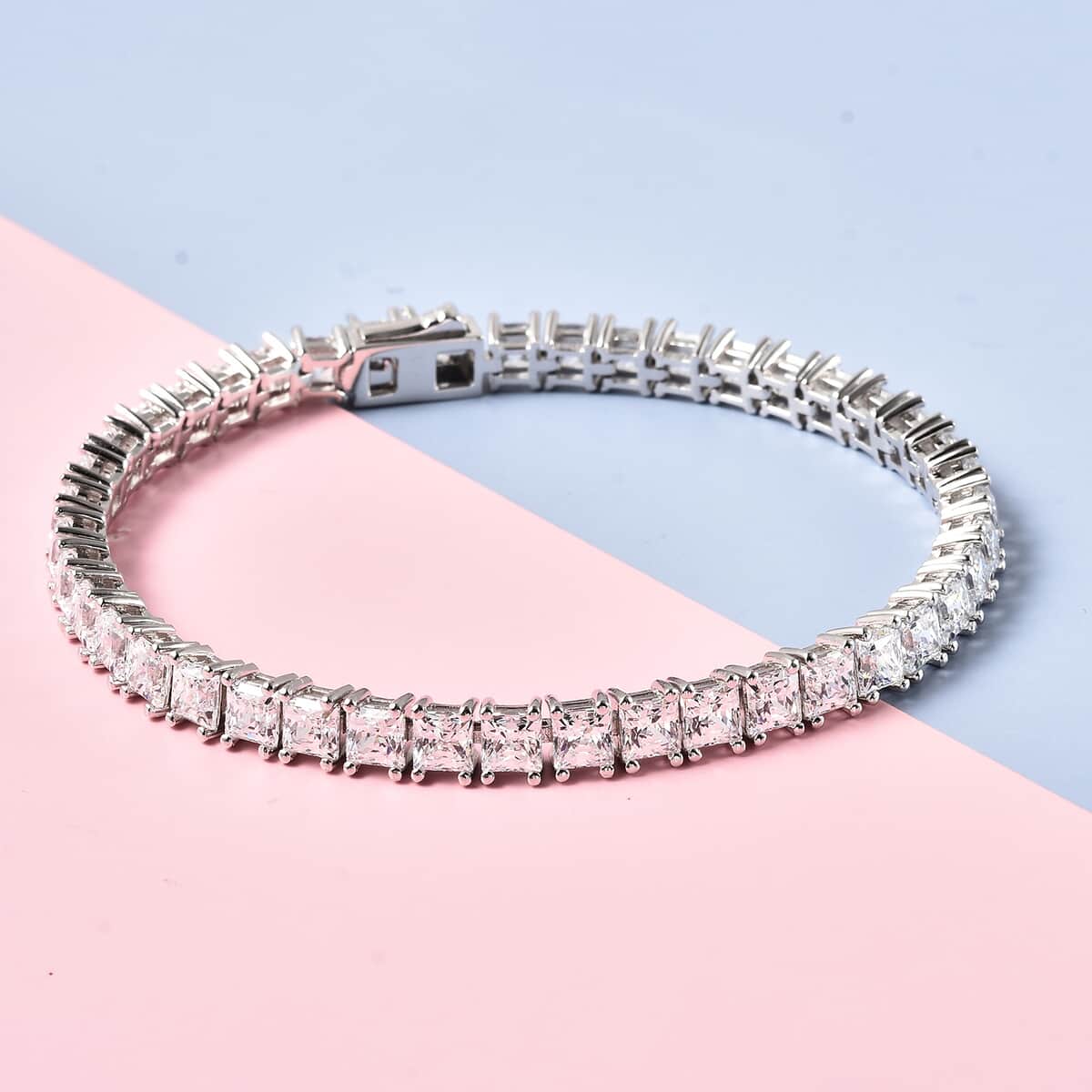 Lustro Stella Made with Finest CZ Tennis Bracelet Rhodium Over Sterling Silver (8.00 In) 33.75 ctw image number 1