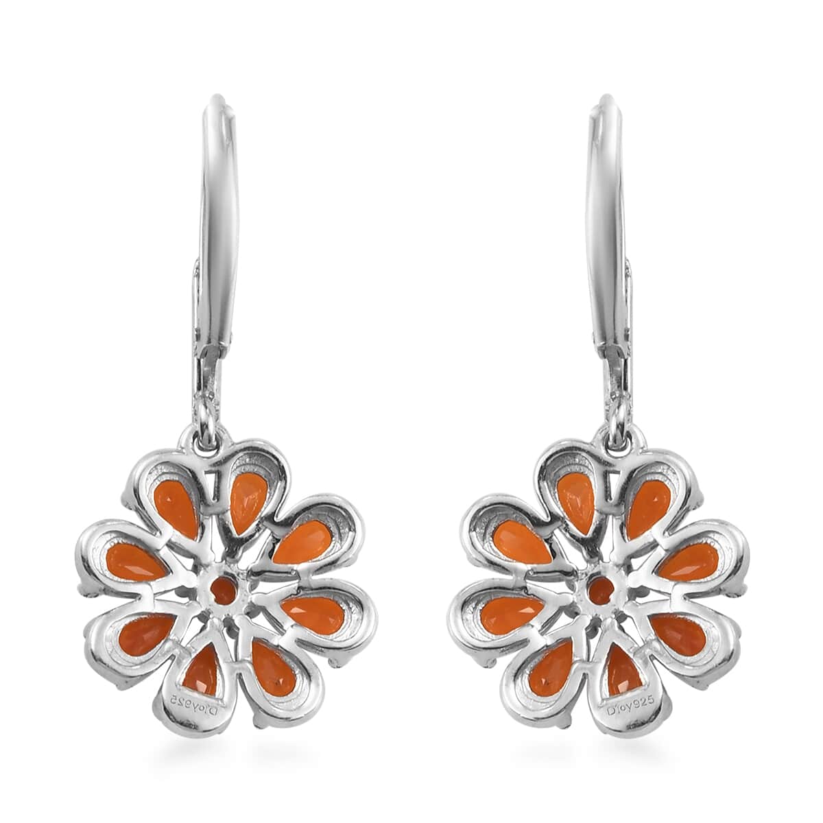 Crimson Fire Opal and Natural White Zircon Flower Earrings in Platinum Over Sterling Silver 2.70 ctw image number 3