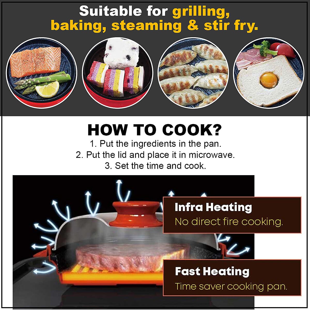 Rangemate Multipurpose Microwave Cooking Pan With Lid - Green (530 ml) image number 2