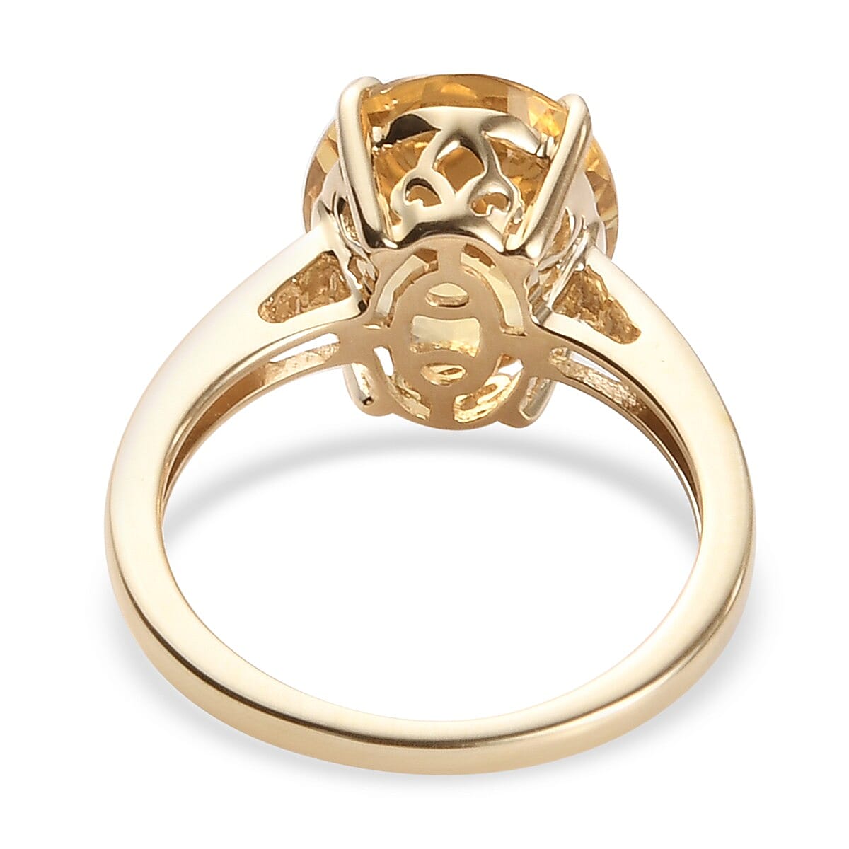 Luxoro 10K Yellow Gold Mexican Yellow Labradorite and Diamond Solitaire Ring (Size 8.0) 2.70 Grams 4.20 ctw image number 4