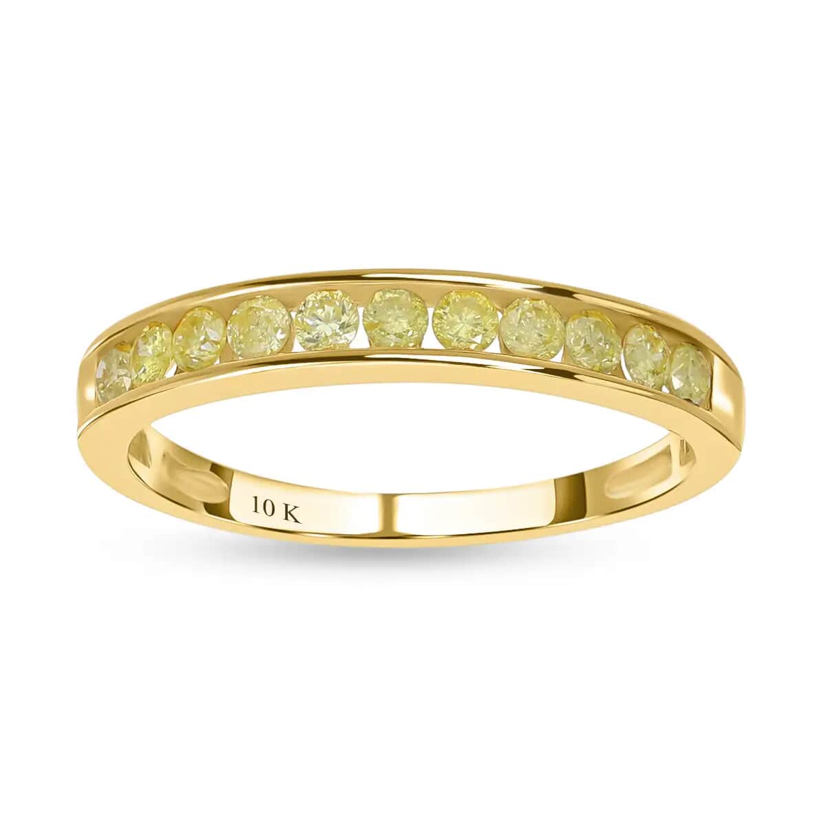 SGL Certified 10K Yellow Gold Natural Yellow Diamond I2-I3 Band Ring 2 Grams 0.50 ctw image number 0