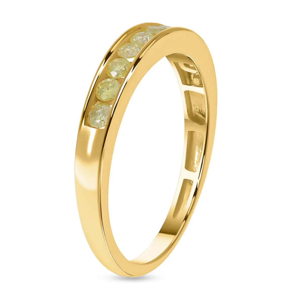 SGL Certified 10K Yellow Gold Natural Yellow Diamond I2-I3 Band Ring 2 Grams 0.50 ctw image number 3
