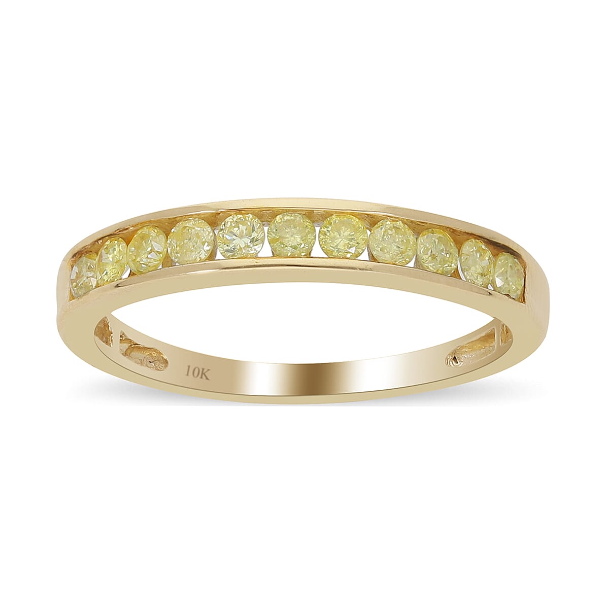 SGL Certified Luxoro Natural Yellow Diamond (I3) 0.50 ctw Band Ring in 10K Yellow Gold (Size 5.0)