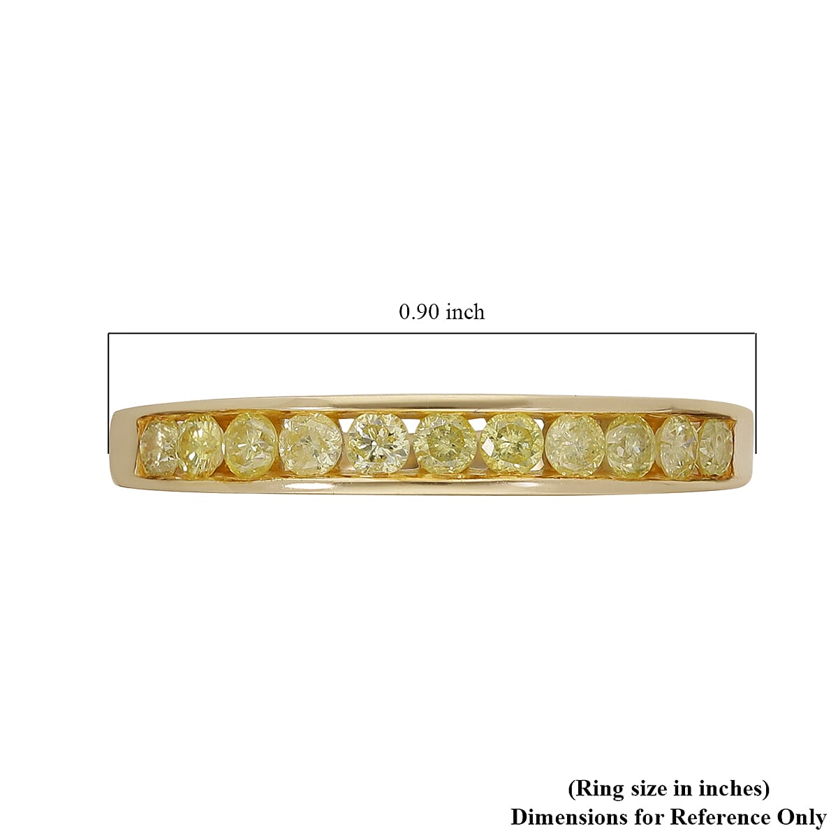 SGL Certified Luxoro Natural Yellow Diamond (I3) 0.50 ctw Band Ring in 10K Yellow Gold (Size 5.0)