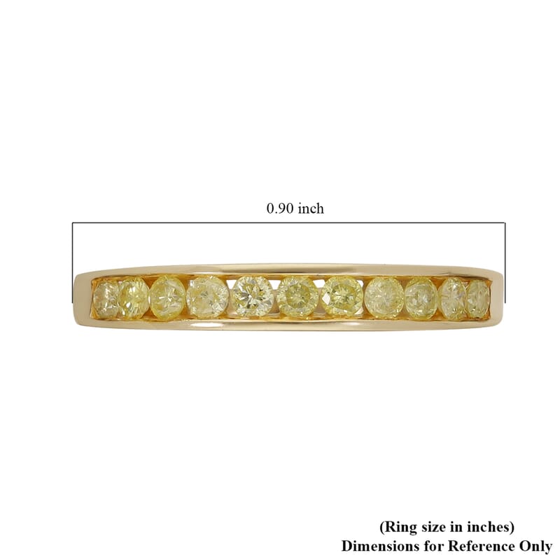 SGL Certified Luxoro Natural Yellow Diamond (I3) 0.50 ctw Band Ring in 10K Yellow Gold (Size 5.0)