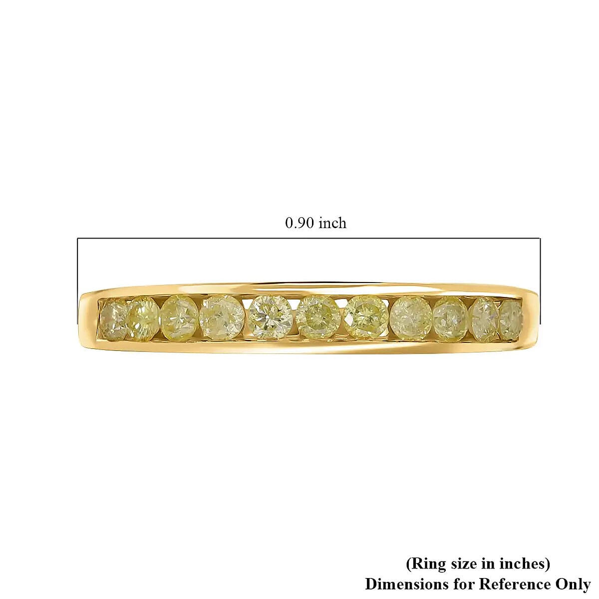 SGL Certified Luxoro Natural Yellow Diamond (I3) 0.50 ctw Band Ring in 10K Yellow Gold (Size 5.0)