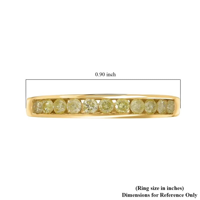 SGL Certified Luxoro Natural Yellow Diamond (I3) 0.50 ctw Band Ring in 10K Yellow Gold (Size 5.0)