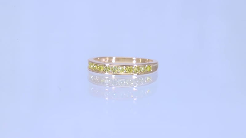 SGL Certified 10K Yellow Gold Natural Yellow Diamond (I2-I3) Eternity Band Ring