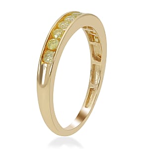 Luxoro 10K Yellow Gold Natural Yellow Diamond (I2-I3) 0.50 ctw Wedding Band Ring, Promise Rings For Women (Size 9.0)