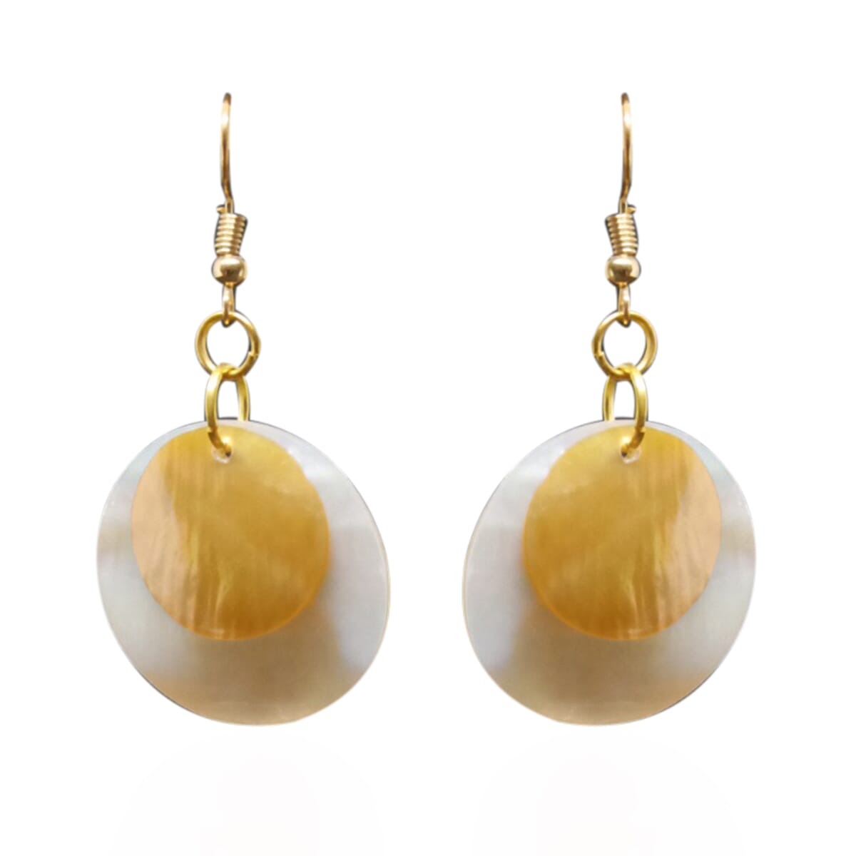 Coconut Shell Earrings in Goldtone image number 0