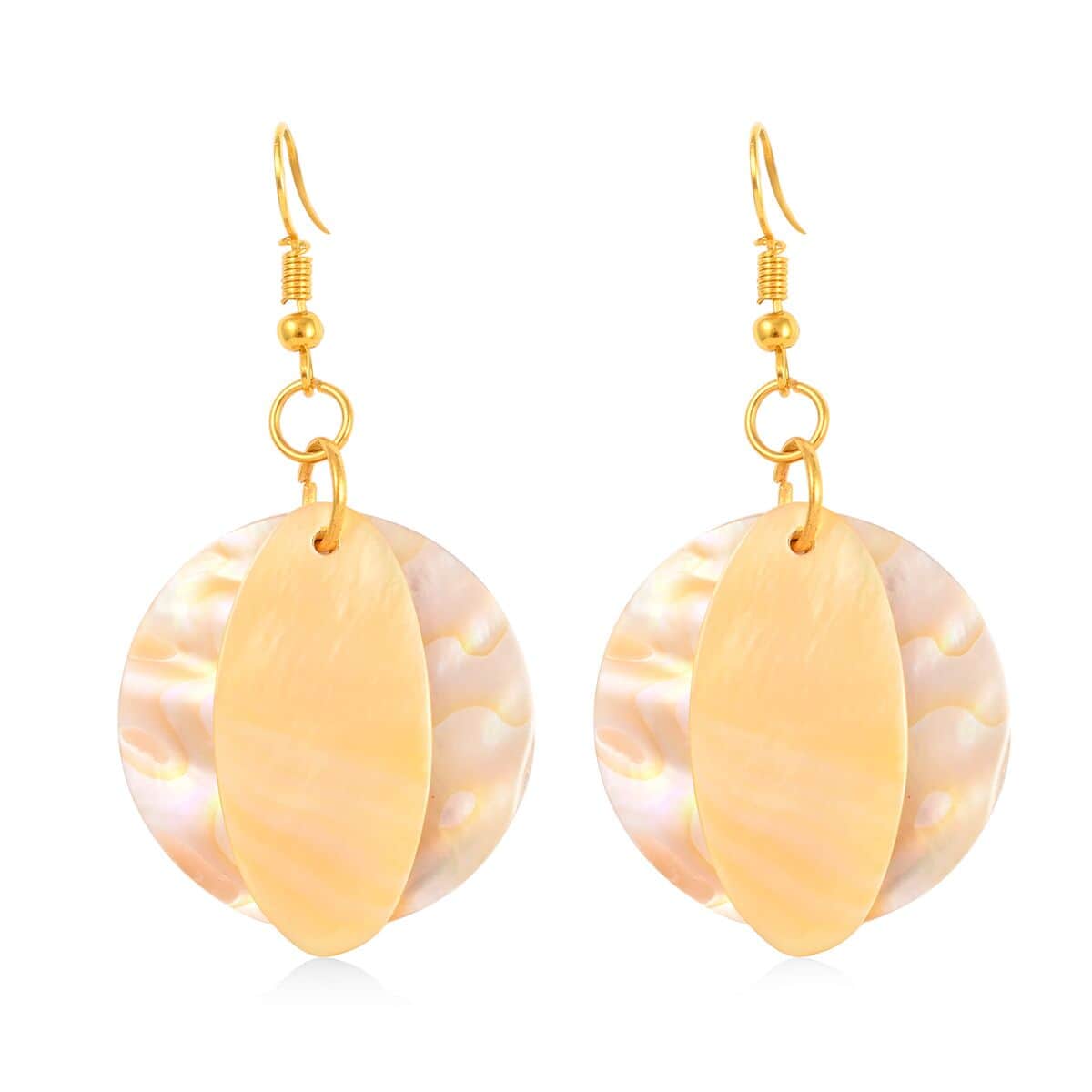 Coconut Shell, Mother Of Pearl Earrings in Goldtone image number 0