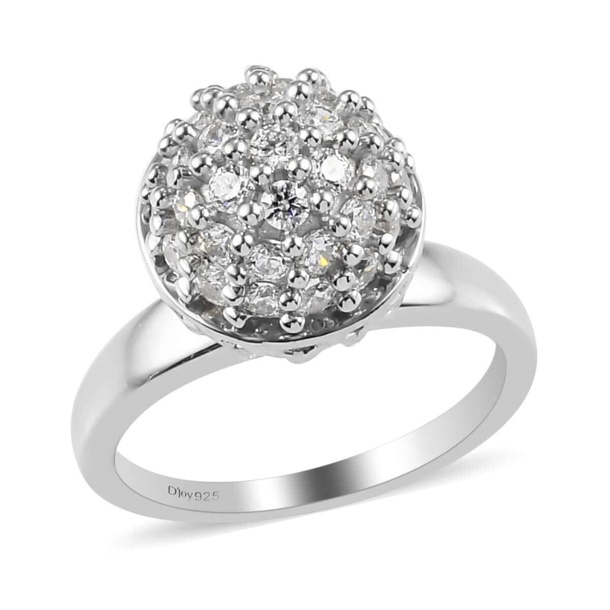 Lustro Stella Made with Finest CZ Cluster Ring in Platinum Over Sterling Silver (Size 7.0) 1.50 ctw image number 0