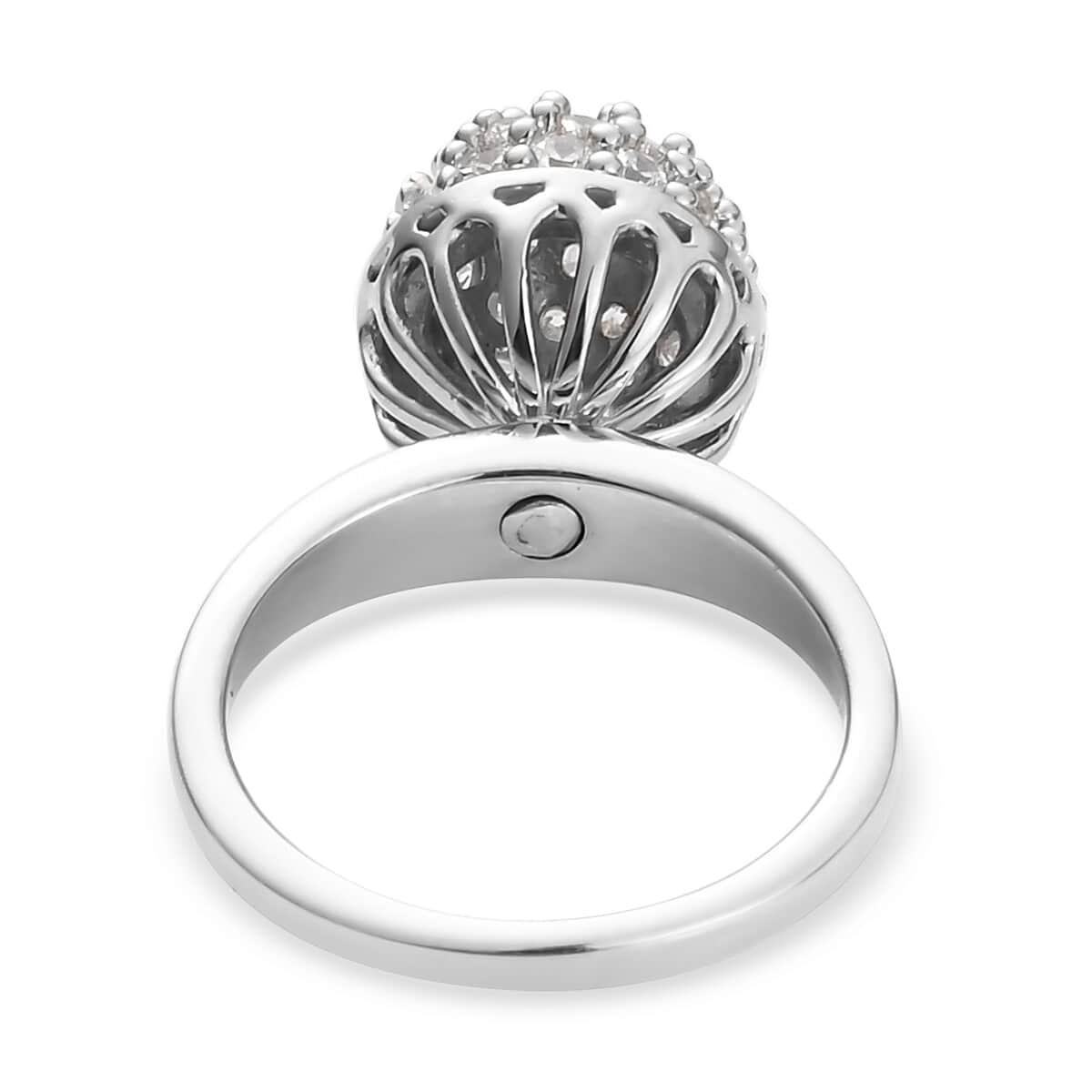 Lustro Stella Made with Finest CZ Cluster Ring in Platinum Over Sterling Silver (Size 7.0) 1.50 ctw image number 4