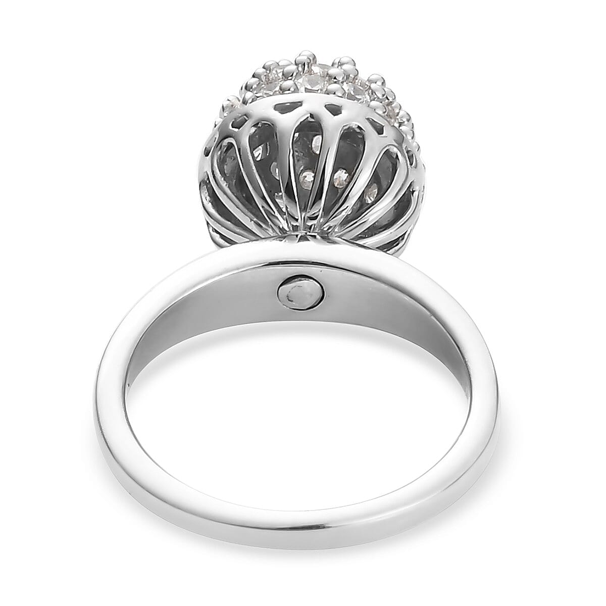 Lustro Stella Made with Finest CZ Cluster Ring in Platinum Over Sterling Silver (Size 8.0) 1.50 ctw image number 4