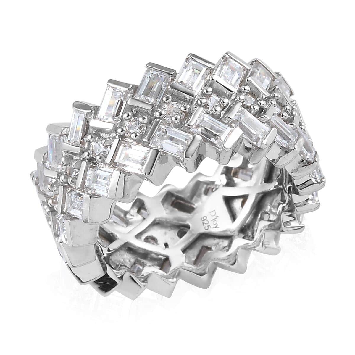 LUSTRO STELLA Made with Finest CZ Band Ring in Platinum Over Sterling Silver (Size 8.0) 4.80 ctw image number 0