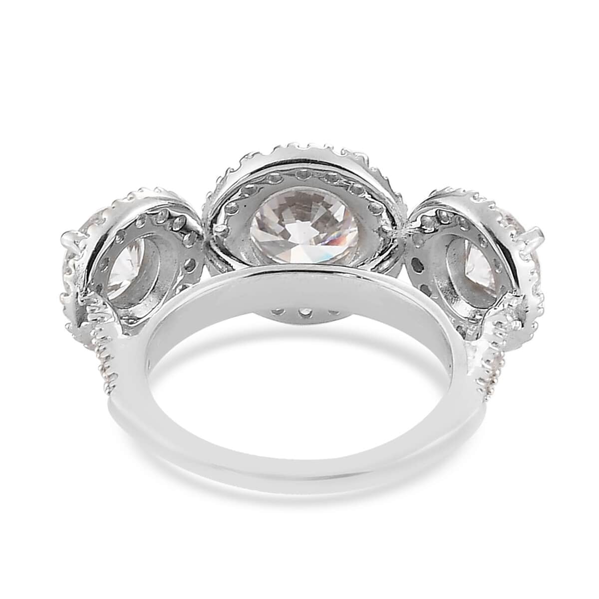 LUSTRO STELLA Made with Finest CZ Ring in Platinum Over Sterling Silver (Size 7.0) 7.70 ctw image number 4
