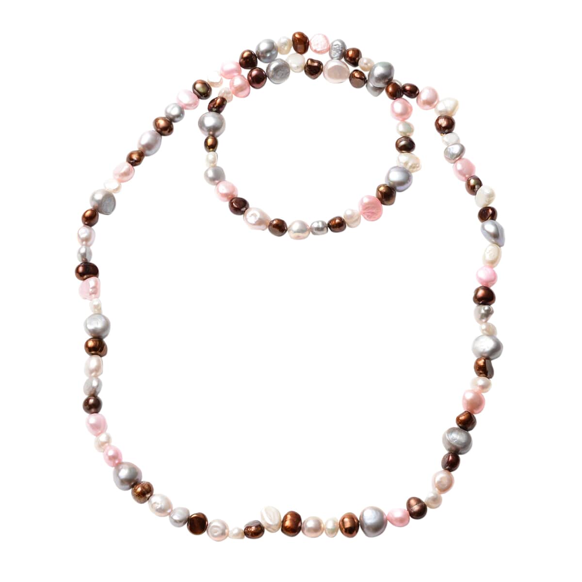 Multi Color Freshwater Pearl Endless Necklace 28 Inches image number 0