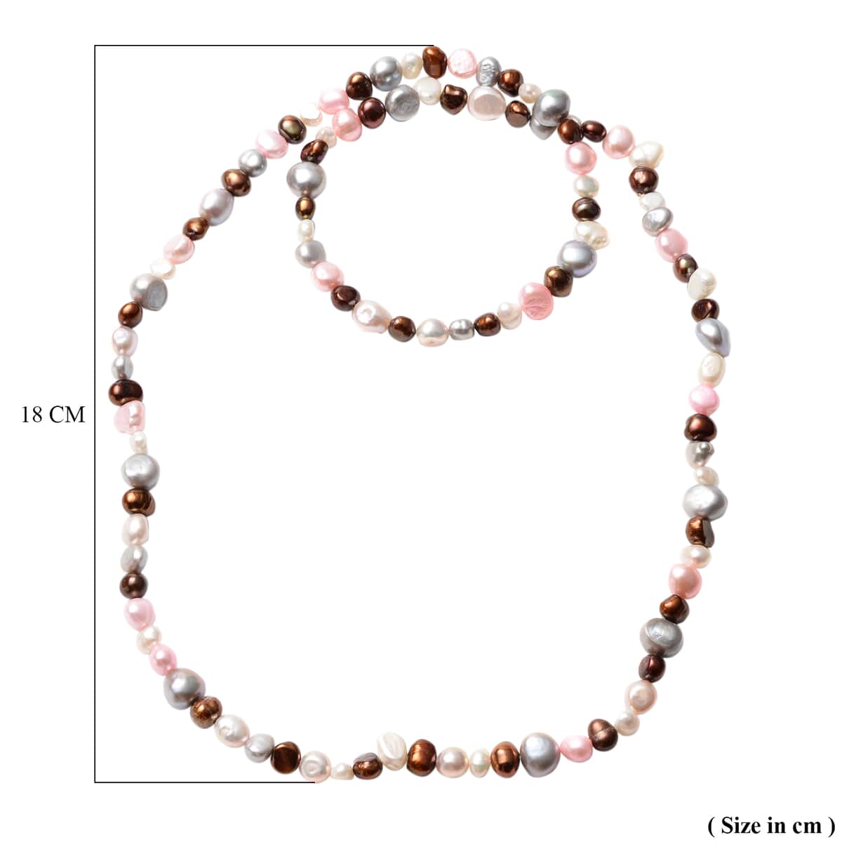 Multi Color Freshwater Pearl Endless Necklace 28 Inches image number 3