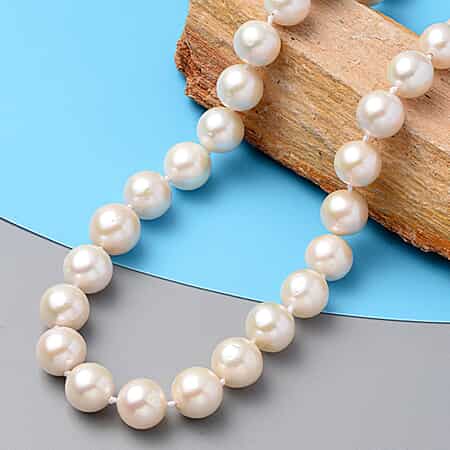AAA White Pearl Necklace For Women in 10K Yellow Gold  image number 1