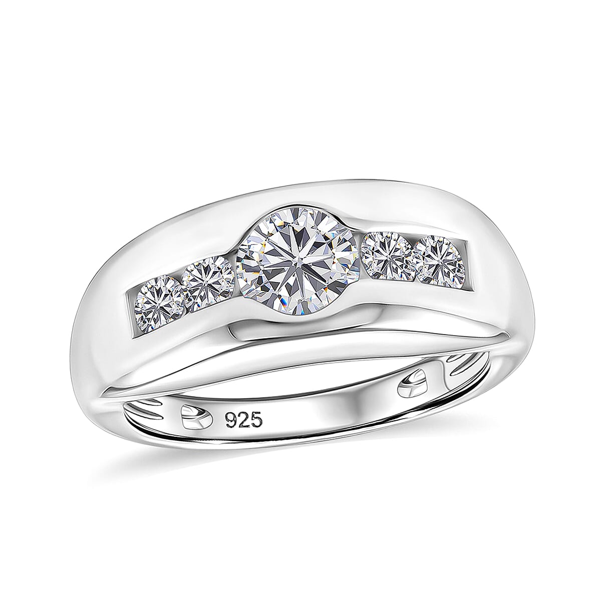 J Francis Zirconia by Swarovski 1.75 ctw Ring in Platinum Over Sterling Silver (Size 5.5)