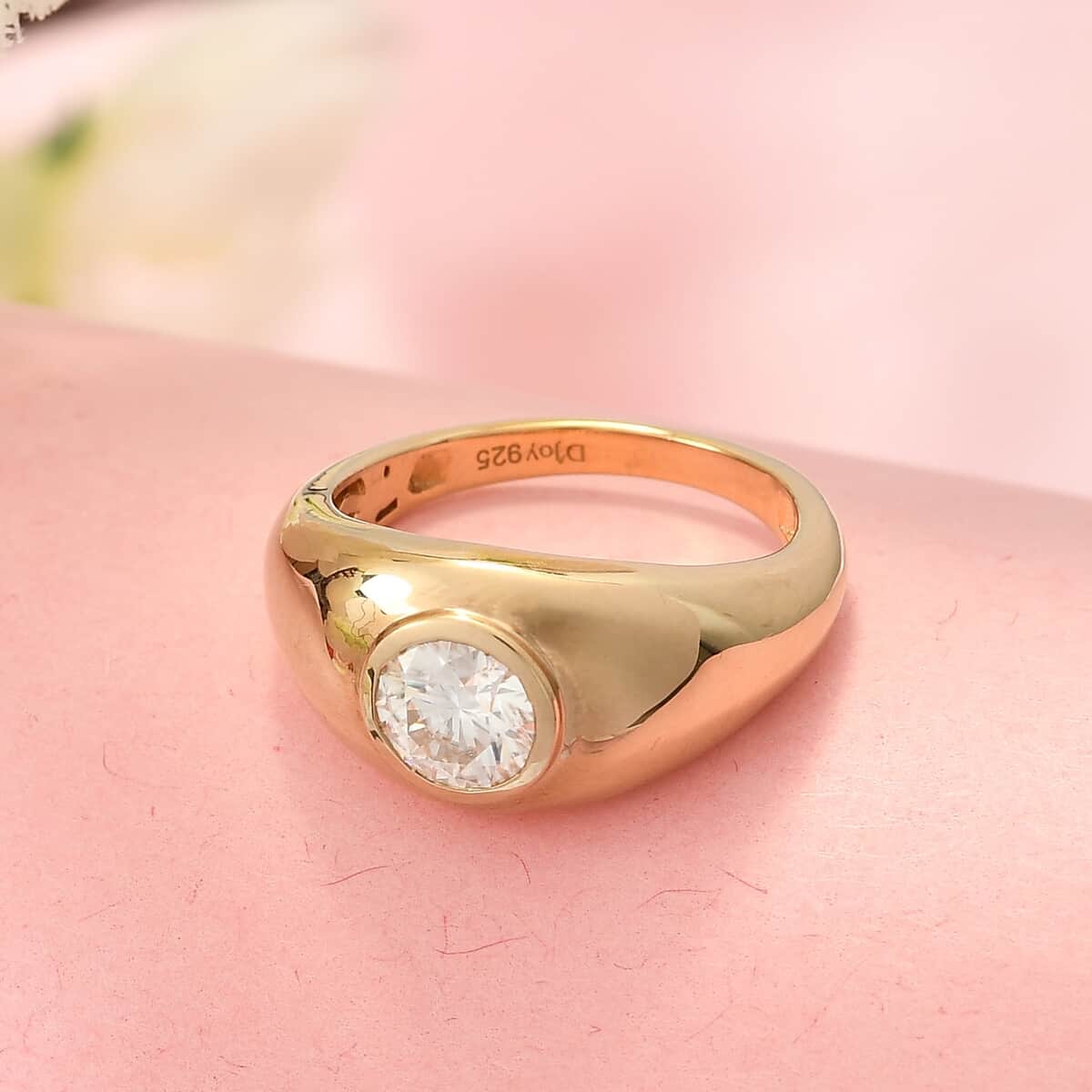 Moissanite Solitaire Ring in Vermeil Yellow Gold Over Sterling Silver (Size 8.0) 0.75 ctw image number 1