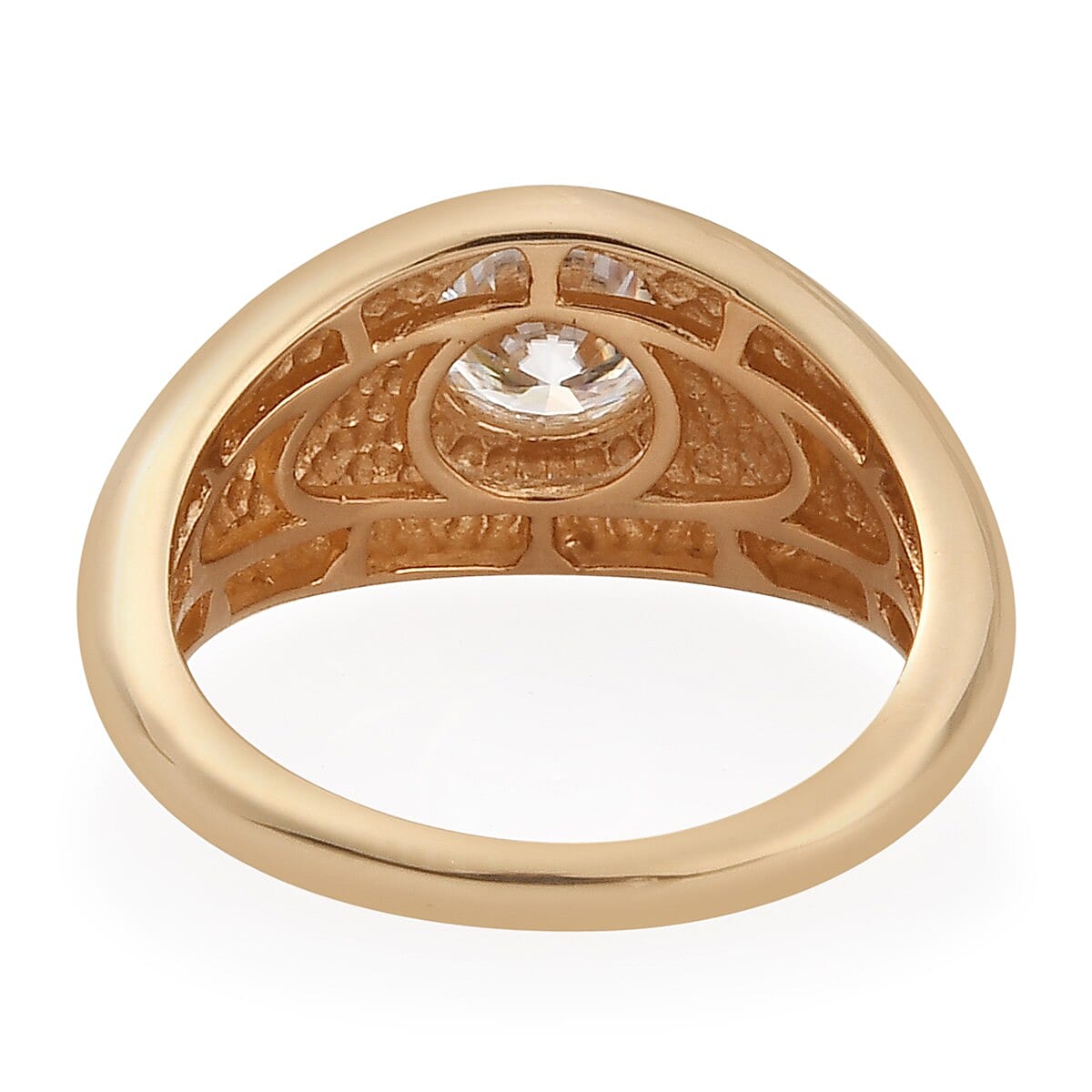 Moissanite Solitaire Ring in Vermeil Yellow Gold Over Sterling Silver (Size 8.0) 0.75 ctw