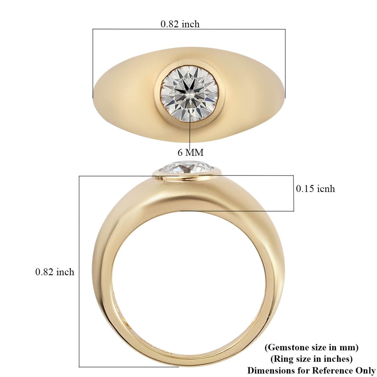 Moissanite Solitaire Ring in Vermeil Yellow Gold Over Sterling Silver (Size 8.0) 0.75 ctw image number 5