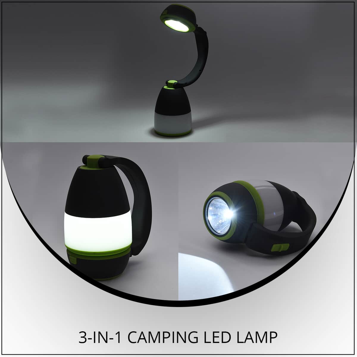 Green 3-in-1 Camping LED Lantern (6.30"x3.35"x5") (3xAA Not Included) image number 1
