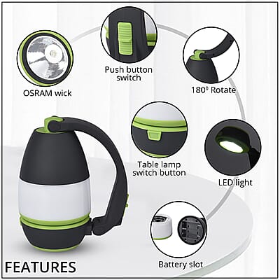 Homesmart Green 3-in-1 Camping LED Lamp (3xAA Batteries Not Included)