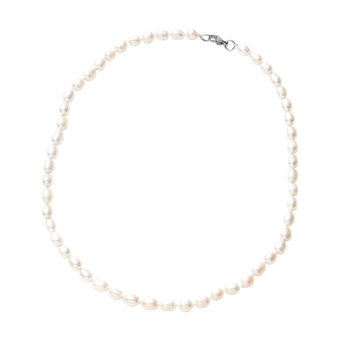 White Freshwater Cultured Pearl Necklace in Stainless Steel ( 20 Inches) image number 0