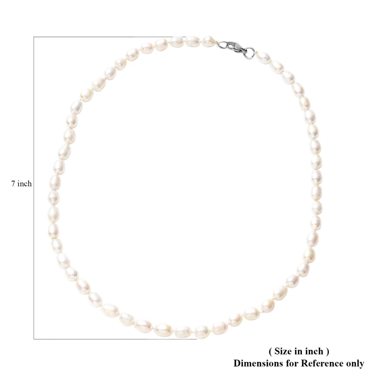 White Freshwater Cultured Pearl Necklace 20 Inches in Stainless Steel image number 3