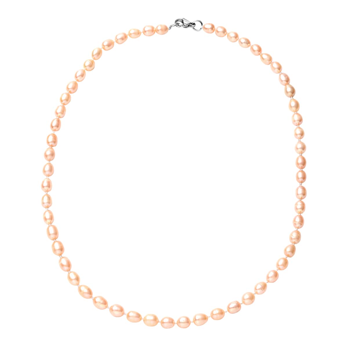 Peach Freshwater Cultured Pearl Necklace in Stainless Steel (20 Inches) image number 0