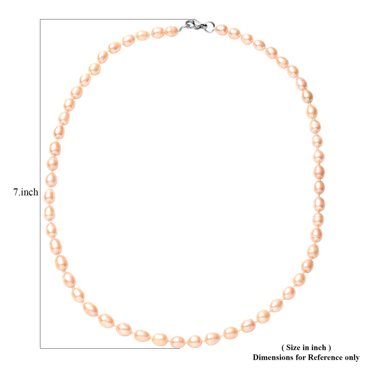 Peach Freshwater Cultured Pearl Necklace in Stainless Steel (20 Inches) image number 3