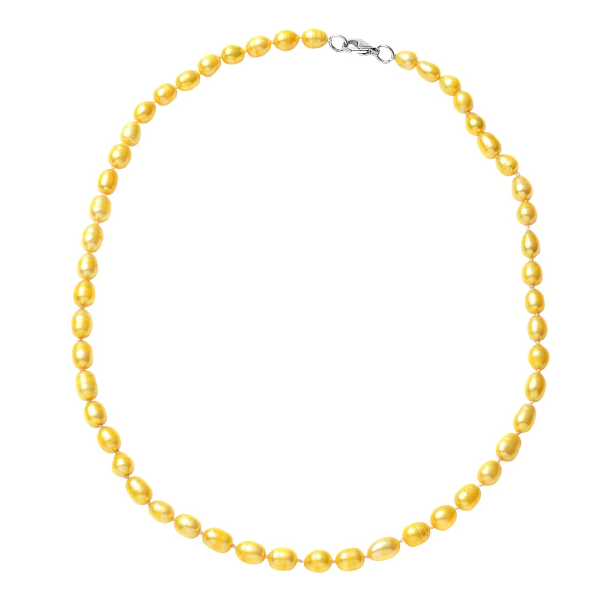 Golden Freshwater Cultured Pearl Necklace in Stainless Steel (20 Inches) image number 0